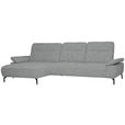 ECKSOFA in Chenille, Flachgewebe Pastellblau  - Pastellblau/Schwarz, Design, Textil/Metall (165/318cm) - Xora