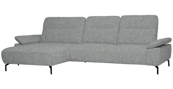 ECKSOFA in Chenille, Flachgewebe Pastellblau  - Pastellblau/Schwarz, Design, Textil/Metall (165/318cm) - Xora