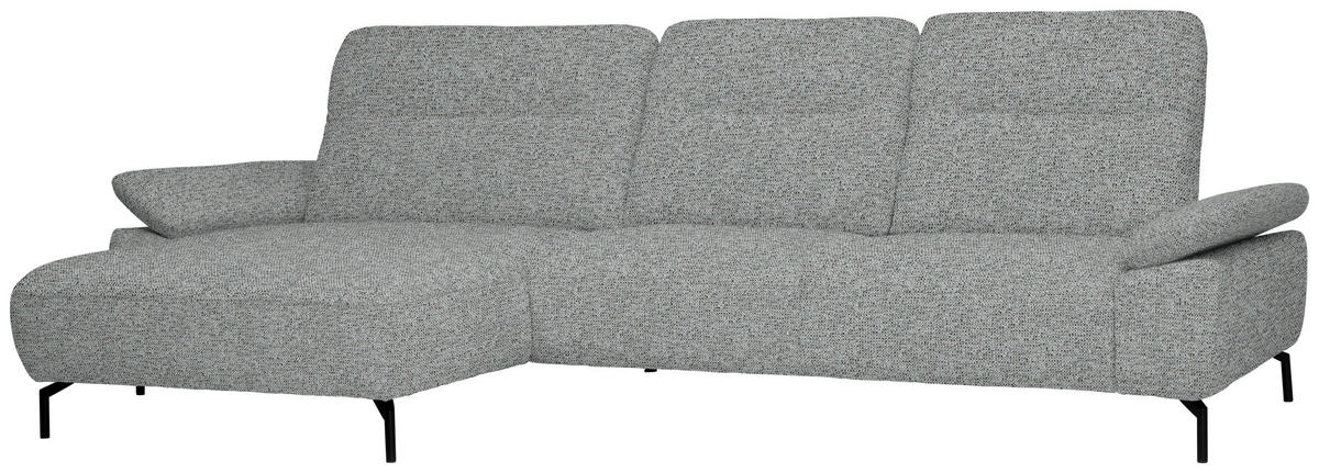 ECKSOFA in Flachgewebe, Chenille Pastellblau  - Pastellblau/Schwarz, Design, Textil/Metall (165/318cm) - Xora