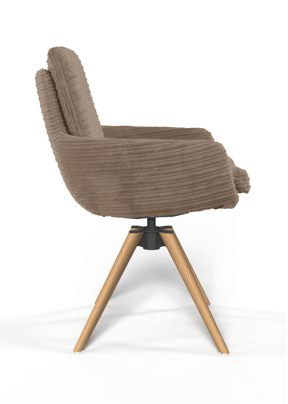 ARMLEHNSTUHL  Beinauswahl, Sitzfläche 360° drehbar, Stoff-/Lederauswahl gerippt  Hellbraun  - Hellbraun/Eichefarben, Design, Holz/Textil (60/91/62cm) - Valdera