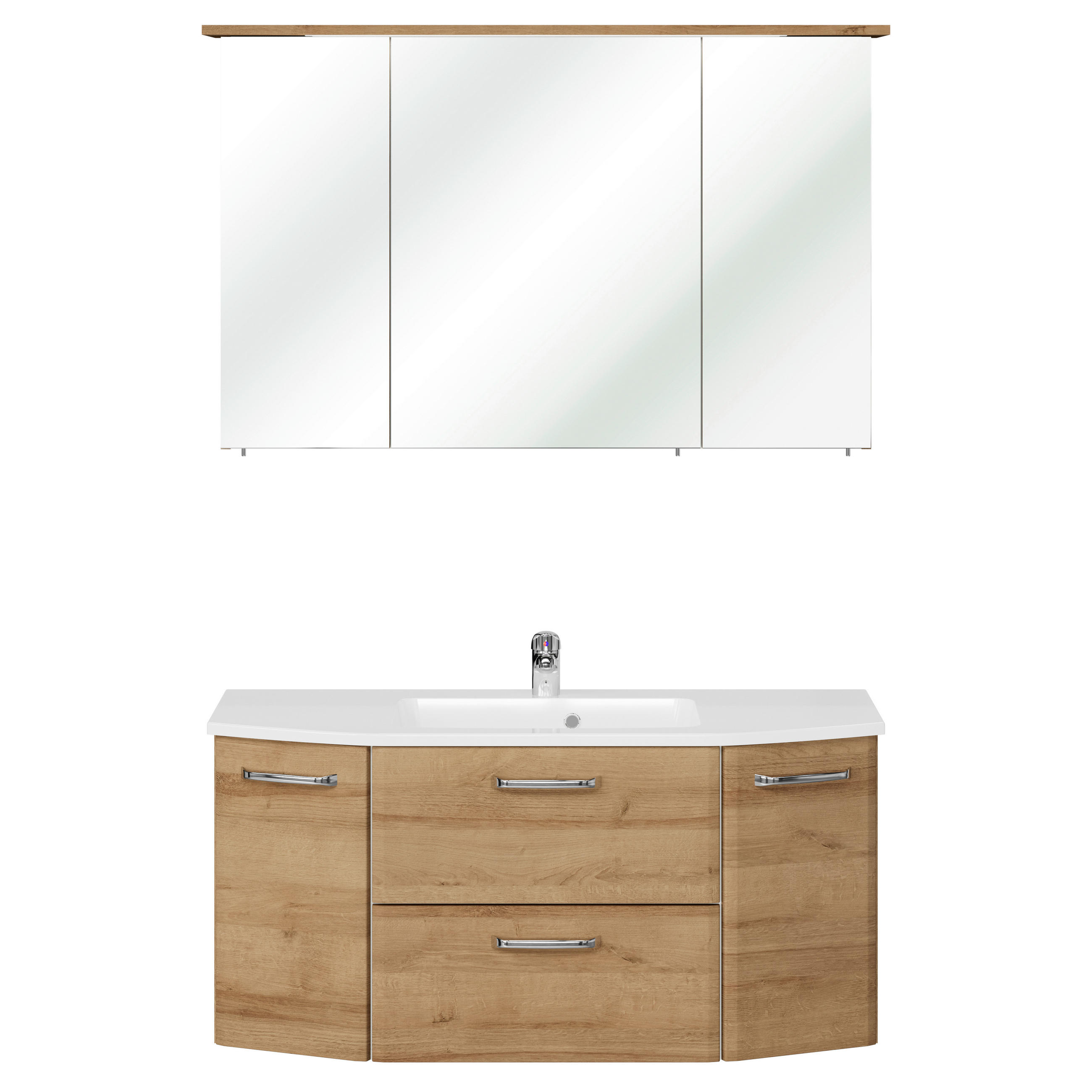 BADEZIMMER 3-teilig  in 115 cm  - Chromfarben/Eichefarben, KONVENTIONELL, Keramik/Holzwerkstoff (115cm) - Pelipal