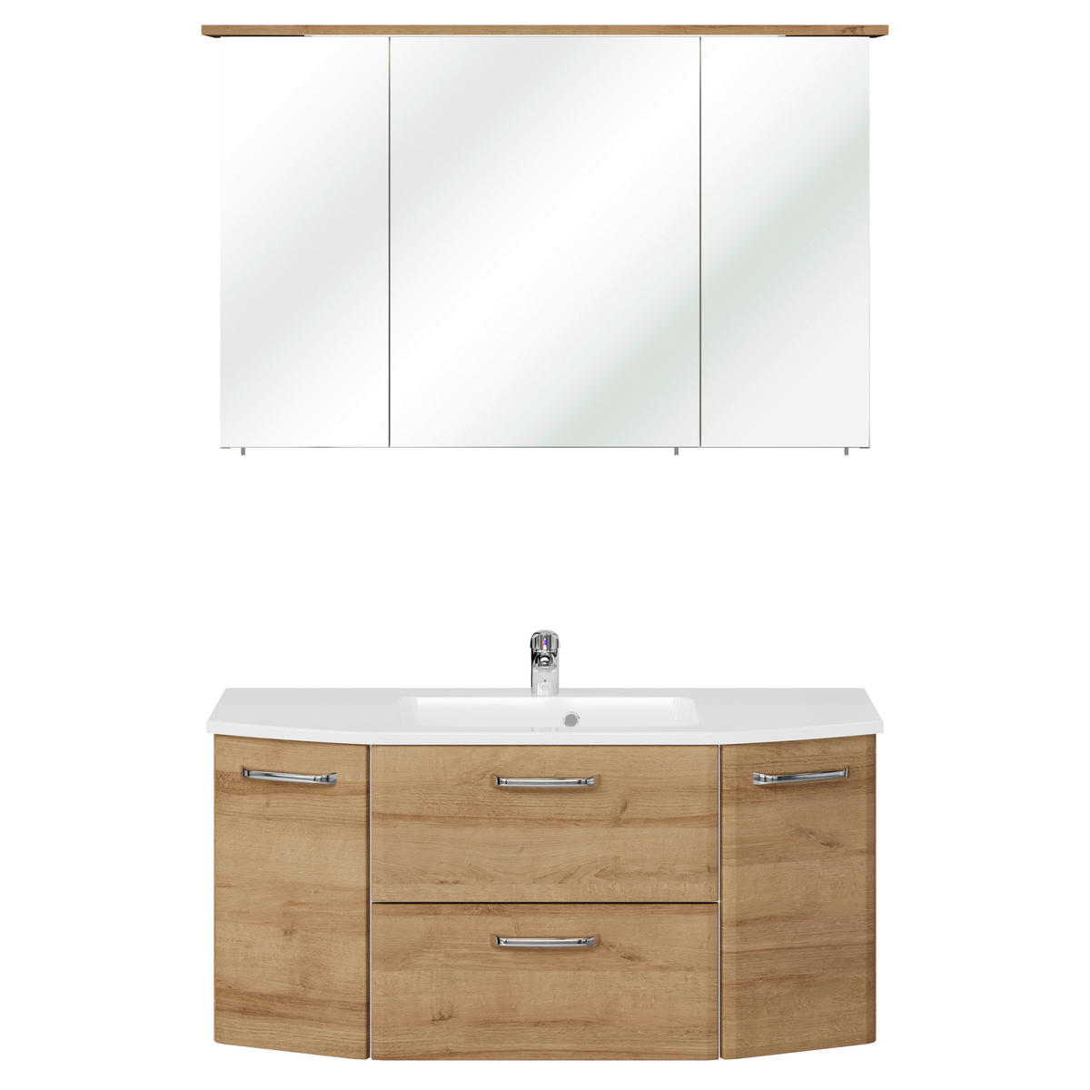 BADEZIMMER 3-teilig  in 115 cm  - Chromfarben/Eichefarben, KONVENTIONELL, Keramik/Holzwerkstoff (115cm) - Pelipal