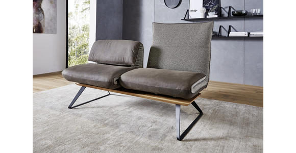 SITZBANK in Holz, Textil, Leder Anthrazit, Braun, Beige - Anthrazit/Beige, Design, Leder/Holz (164/83-113/74-106cm) - Ambiente