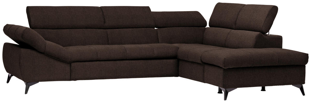 ECKSOFA in Mikrofaser Dunkelbraun  - Dunkelbraun/Schwarz, Design, Kunststoff/Textil (279/210cm) - Livetastic