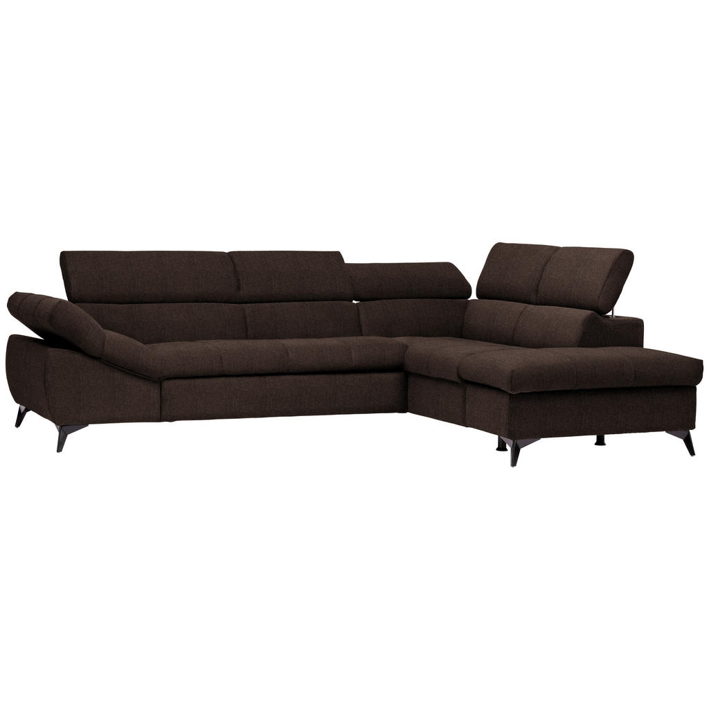 Thumbnail - Stylife Ecksofa, Dunkelbraun, Textil, Uni, 4-Sitzer, Ottomane rechts, L-Form, 279x210 cm, Stoffauswahl, seitenverkehrt e...