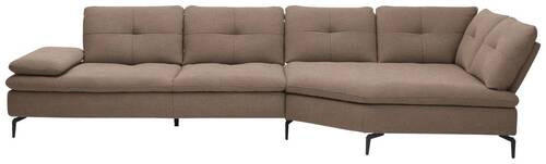 ECKSOFA in Flachgewebe Graubraun  - Graubraun/Schwarz, Design, Textil/Metall (344/157cm) - Chilliano