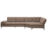 ECKSOFA in Flachgewebe Graubraun  - Graubraun/Schwarz, Design, Textil/Metall (344/157cm) - Chilliano