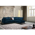 ECKSOFA Dunkelblau Samt  - Schwarz/Dunkelblau, Design, Textil/Metall (241/200cm) - Carryhome