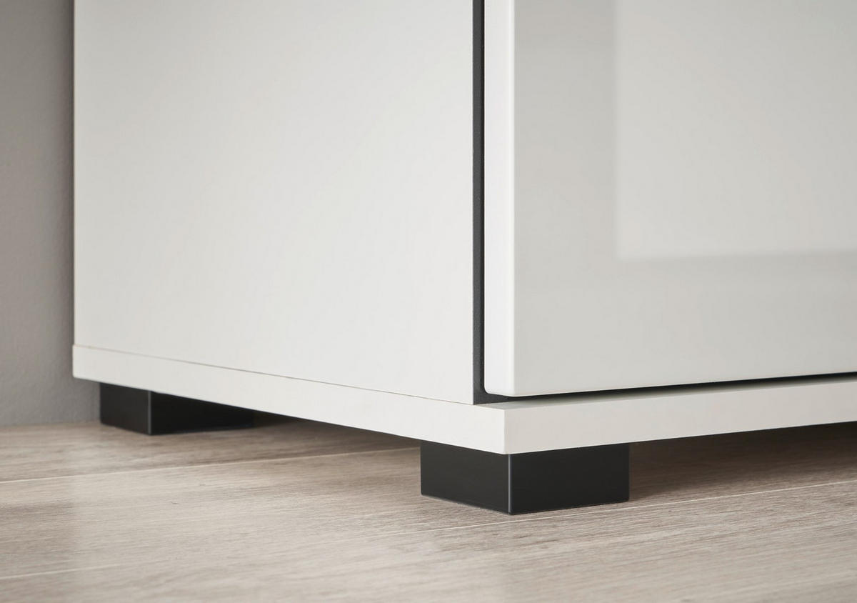 HIGHBOARD  160/126/42 cm 2 Schublade(n)  - Eichefarben/Weiß Hochglanz, Design, Glas/Holzwerkstoff (160/126/42cm) - Livetastic