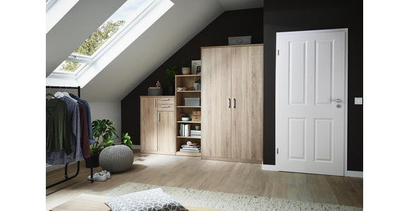 AUFSATZSCHRANK - Silberfarben/Sonoma Eiche, KONVENTIONELL, Holzwerkstoff/Metall (157/43/54cm) - Xora