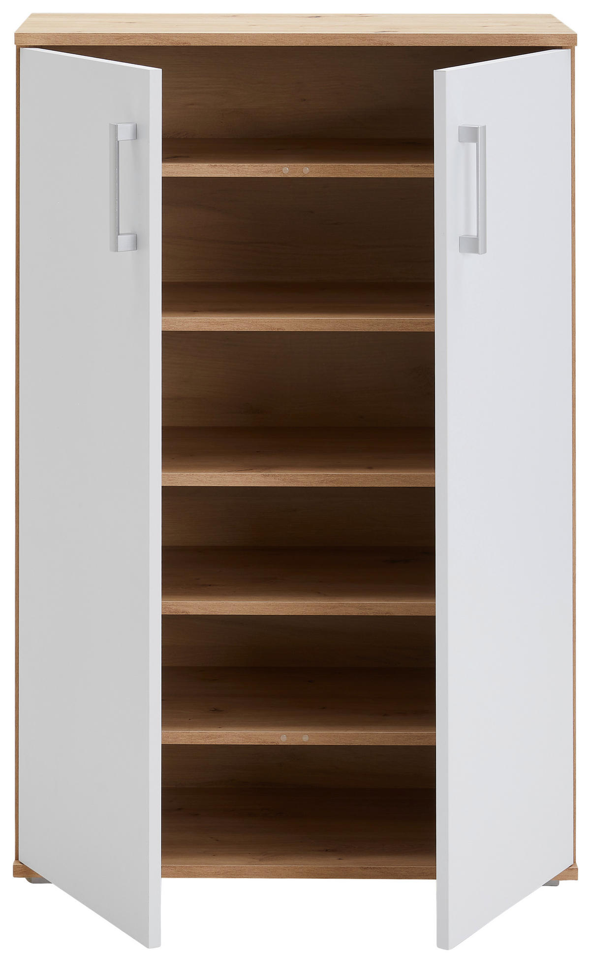 SCHUHSCHRANK Weiß, Eiche Artisan  - Alufarben/Weiß, KONVENTIONELL, Holzwerkstoff/Kunststoff (70/106/33,4cm) - Xora