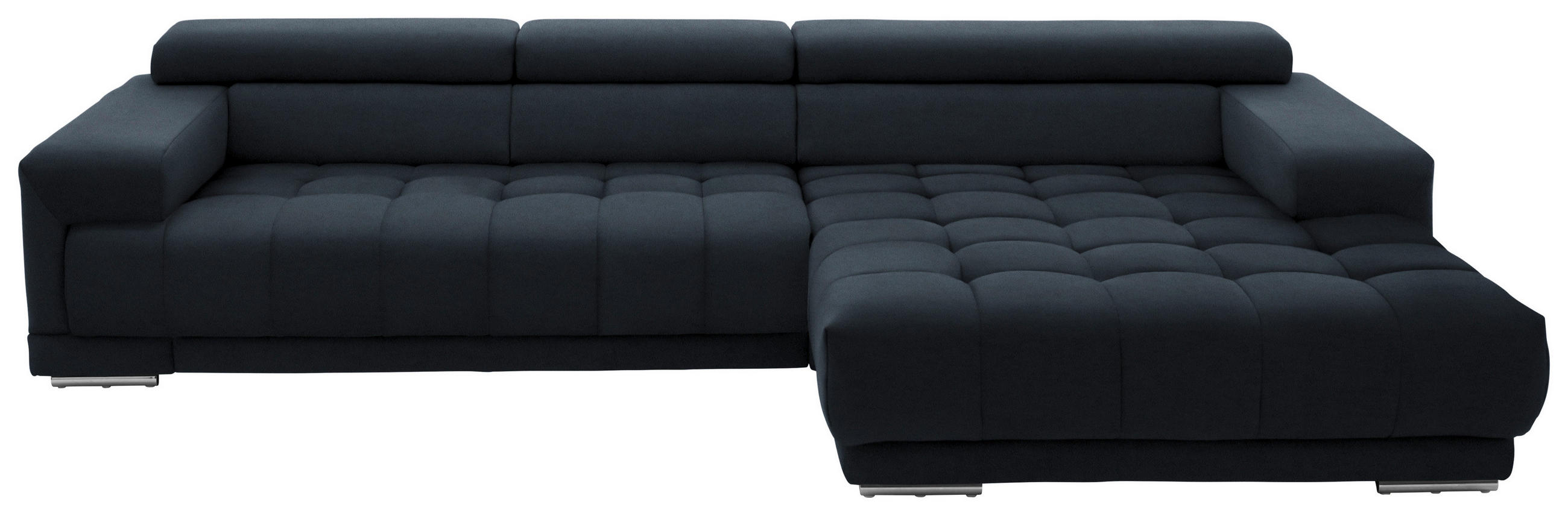 ECKSOFA  in Mikrofaser Blaugrau  335/190 cm  - Silberfarben/Blaugrau, Design, Textil/Metall (335/190cm) - Beldomo Speed