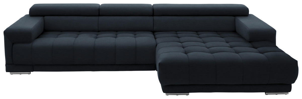 ECKSOFA  in Mikrofaser Blaugrau  335/190 cm  - Silberfarben/Blaugrau, Design, Textil/Metall (335/190cm) - Beldomo Speed