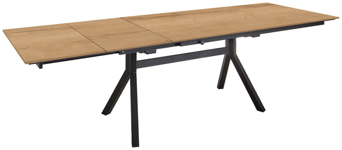 ESSTISCH in Metall, Holzwerkstoff 180-280/95/76 cm  - Eichefarben/Schwarz, Basics, Holzwerkstoff/Metall (180-280/95/76cm) - Celina Home