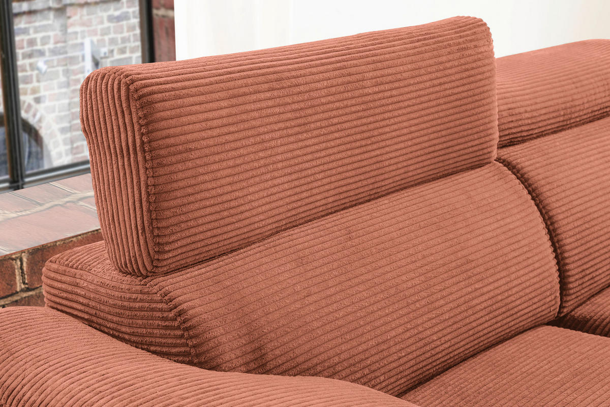 ECKSOFA in Cord Rostfarben  - Rostfarben/Schwarz, Design, Holz/Textil (270/174cm) - Pure Home Lifestyle
