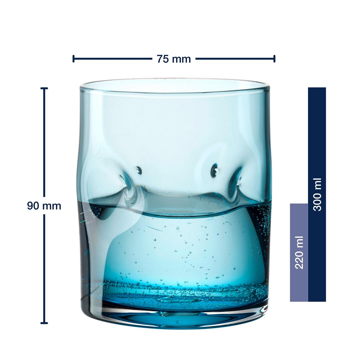 TRINKGLAS 300 ml 4-teilig  - Blau, Basics, Glas (7,5/9/7,5cm) - Leonardo