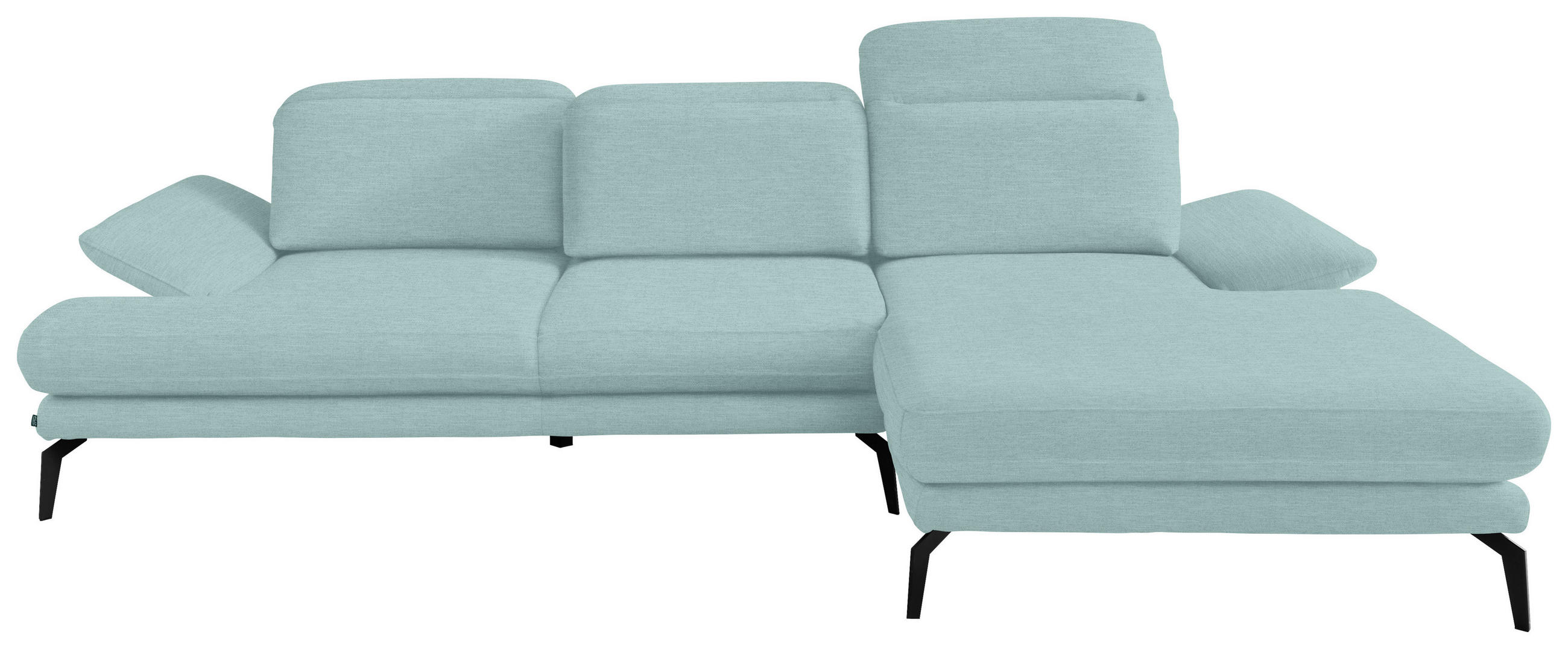 ECKSOFA in Webstoff Mintgrün  - Schwarz/Mintgrün, Design, Textil/Metall (289/180cm) - Stylife