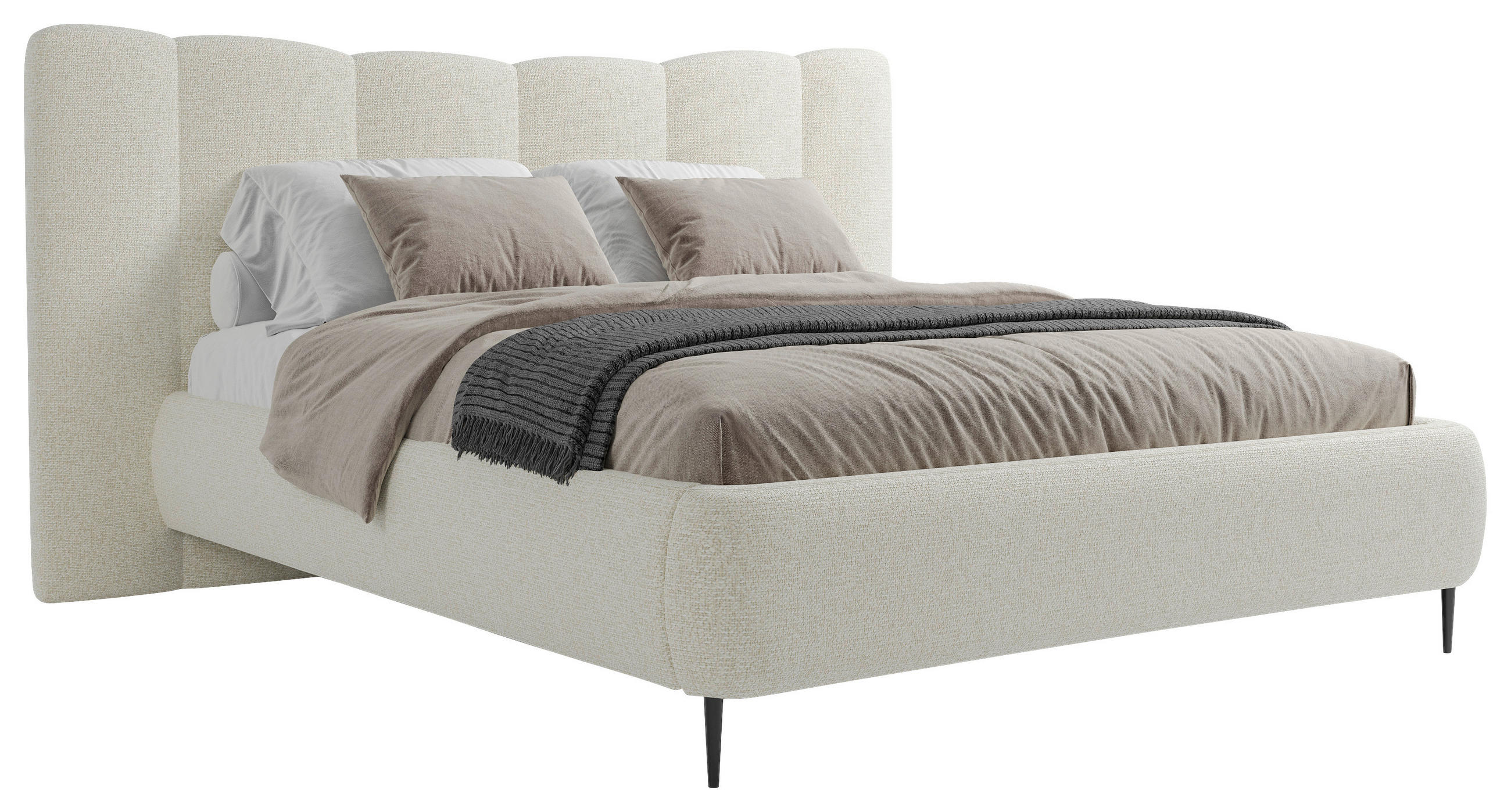 POLSTERBETT gepolstertes Kopfteil, Bettkasten, Lattenroste 140/200 cm  in Creme  - Creme, MODERN, Holz/Textil (140/200cm) - MID.YOU