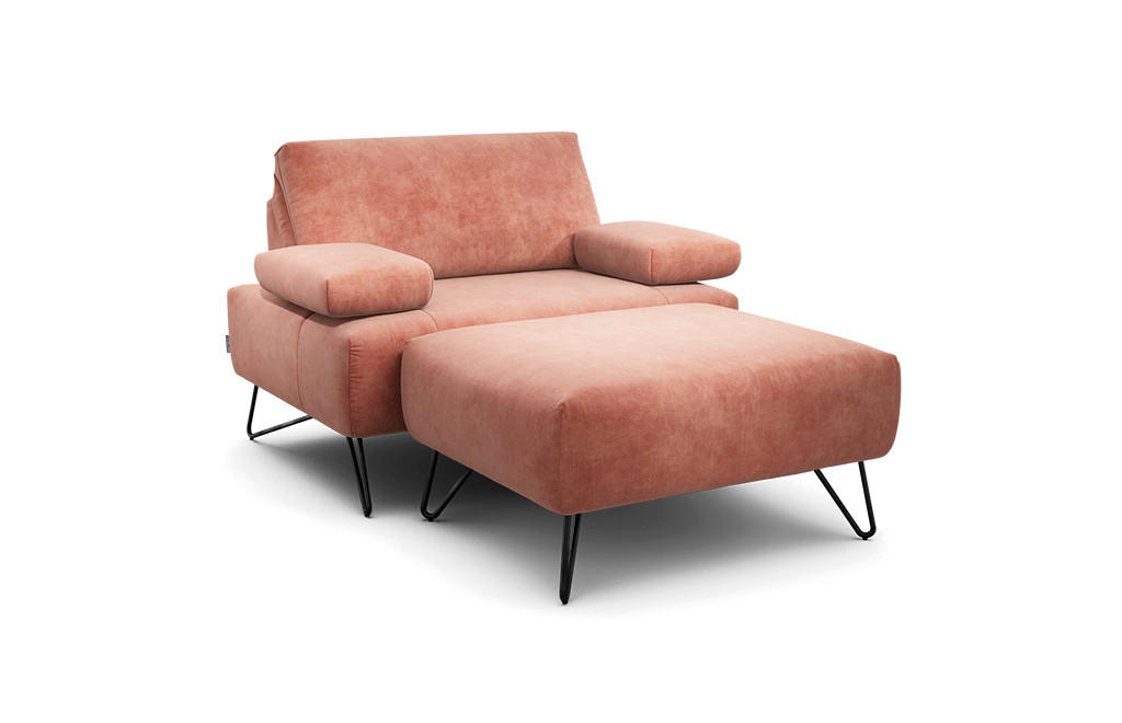 SESSELSET Samt Armteilverstellung    - Schwarz/Rosa, Design, Textil/Metall (114-142/85/86-94cm) - SENSOO