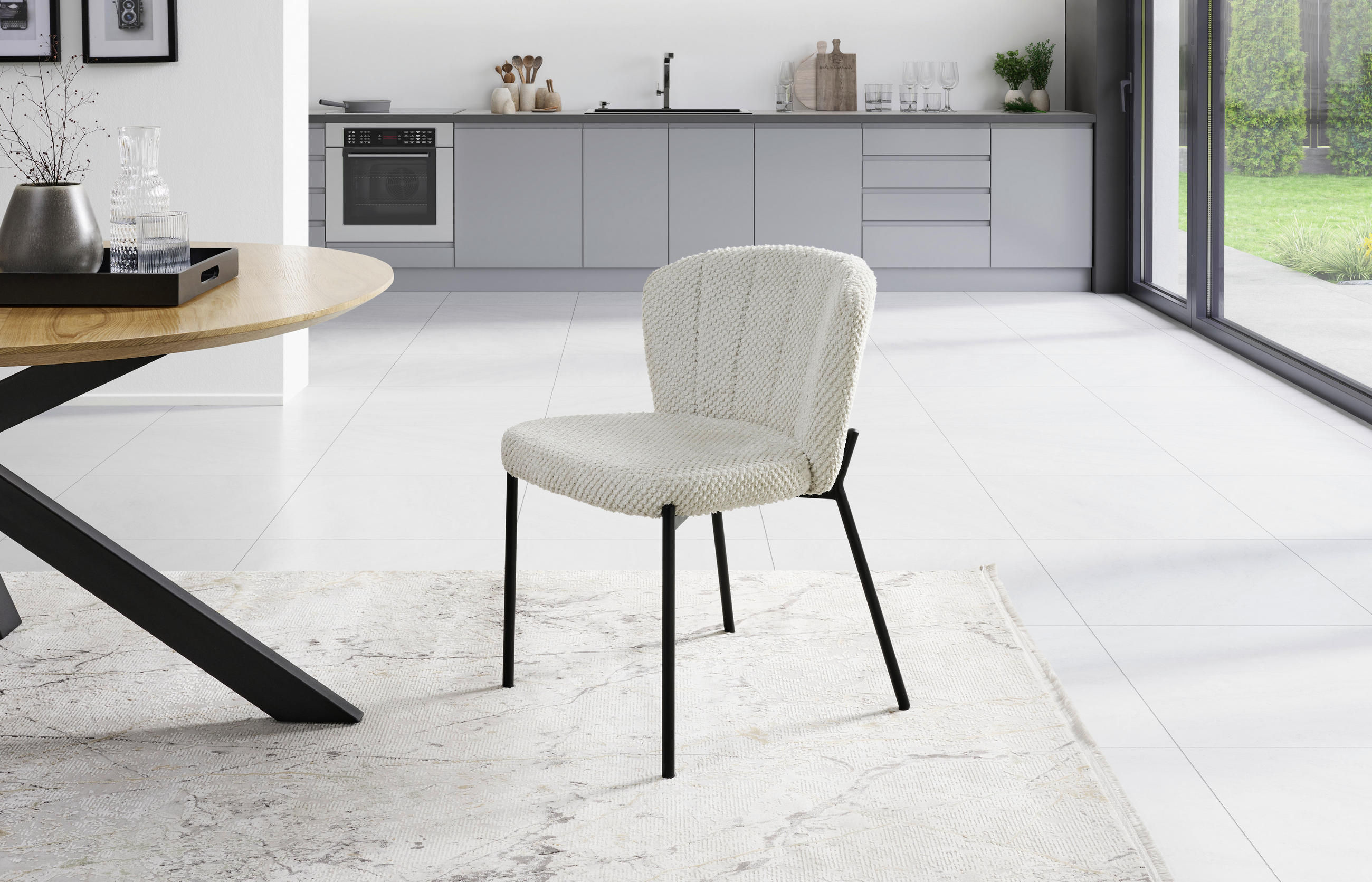 STUHL  in Eisen Struktur Holz, Metall, Textil  - Beige/Schwarz, LIFESTYLE, Holz/Textil (55/79/59cm) - Livetastic