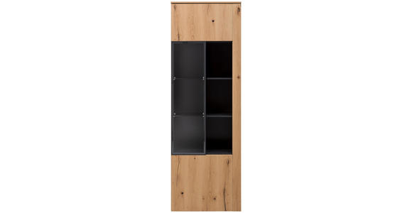 VITRINE in furniert Balkeneiche Anthrazit, Eichefarben - Eichefarben/Anthrazit, Natur, Glas/Holz (65/196,9/41,5cm) - Moderano