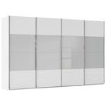 SCHWEBETÜRENSCHRANK  in Weiß, Seidengrau  - Chromfarben/Seidengrau, KONVENTIONELL, Glas/Holzwerkstoff (361/223/68cm) - Novel