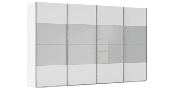 SCHWEBETÜRENSCHRANK  in Weiß, Seidengrau  - Chromfarben/Seidengrau, KONVENTIONELL, Glas/Holzwerkstoff (361/223/68cm) - Novel