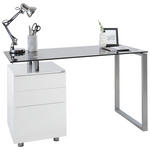 SCHREIBTISCH 130/62/76 cm  in Schwarz, Silberfarben, Weiß  - Silberfarben/Schwarz, Design, Glas/Holzwerkstoff (130/62/76cm) - Xora