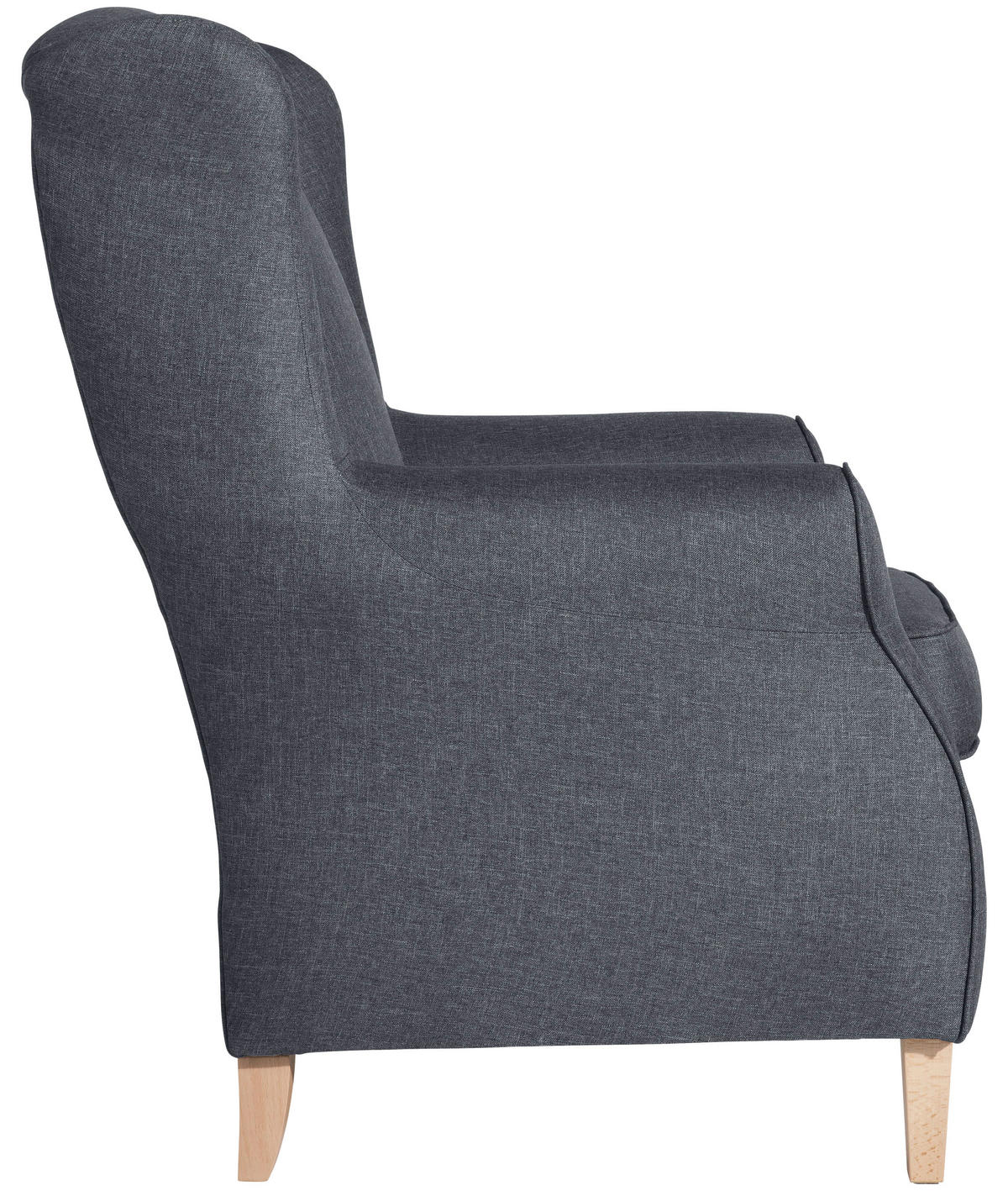 OHRENSESSEL in Flachgewebe Blaugrau  - Buchefarben/Blaugrau, Design, Holz/Textil (77/103/86cm) - Max Winzer