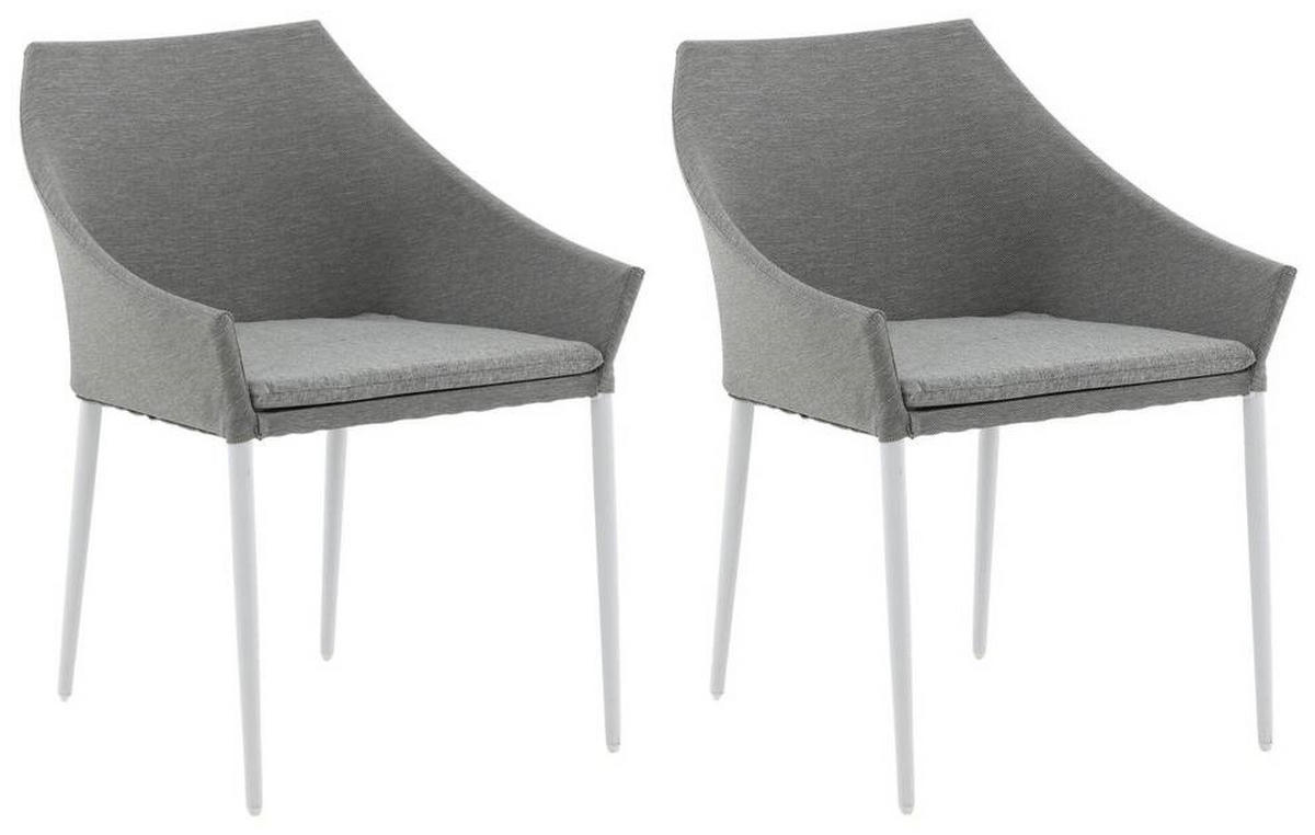 GARTENSTUHL-SET Aluminium Grau, Weiß  - Weiß/Grau, KONVENTIONELL, Textil/Metall (60/81/62cm) - Gardenson