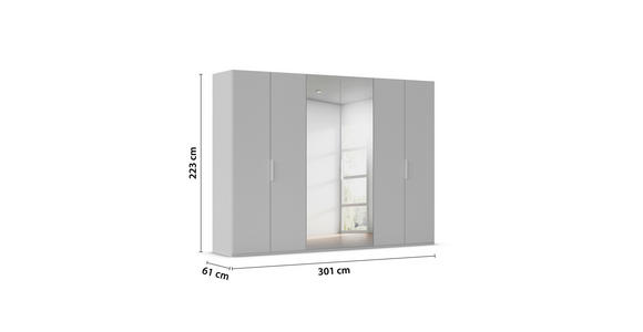 DREHTÜRENSCHRANK 301/223/61 cm,  in Champagner, 6-türig  - Champagner, Basics, Glas/Holzwerkstoff (301/223/61cm) - Novel