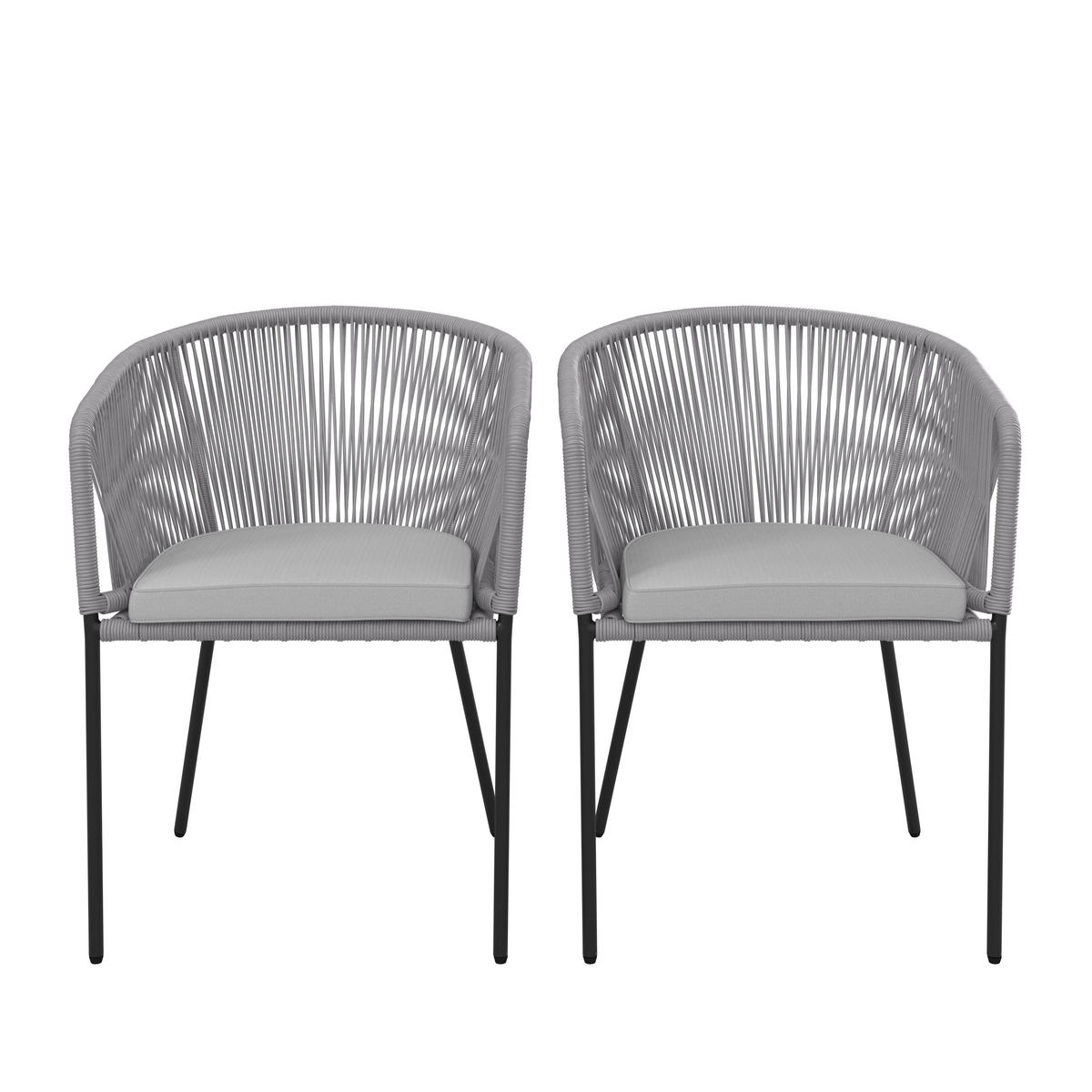 SET STOLICA ZA BAŠTU - svetlosiva/crna, Moderno, metal/tekstil (56/78/59cm) - Bessagi Garden