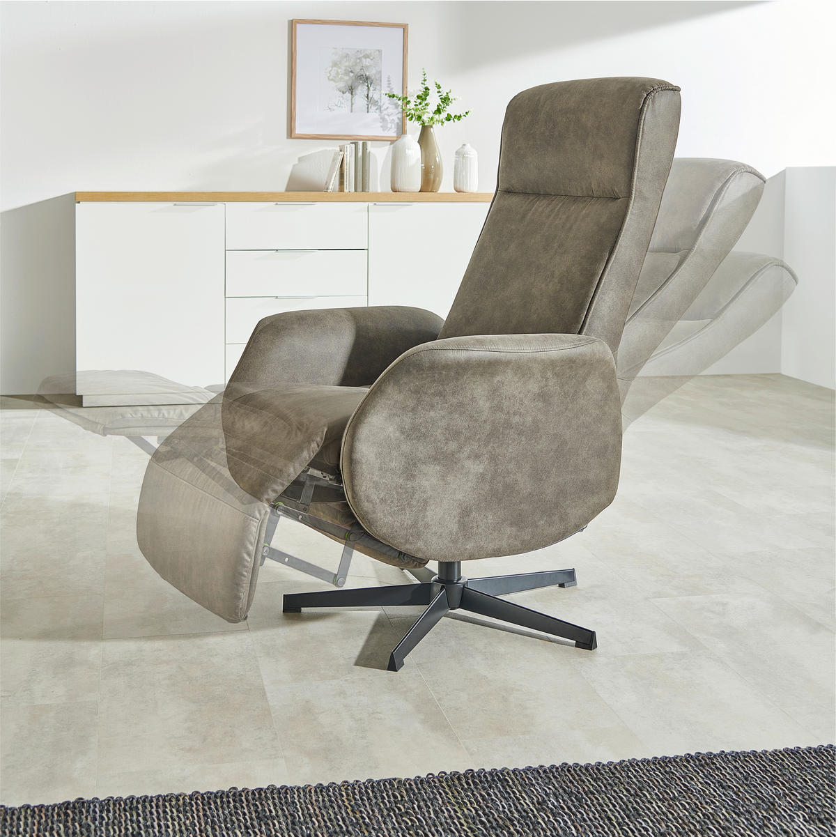 POČIVALNIK,  siva kovina, tekstil - črna/siva, Design, kovina/tekstil (73/77-111/82-160cm) - Xora