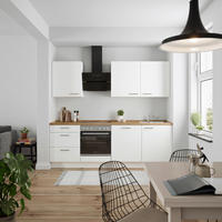 KÜCHENLEERBLOCK Touch 240 cm  in Weiß, Eichefarben  - Edelstahlfarben/Eichefarben, MODERN, Holzwerkstoff/Metall (240cm) - Nobilia