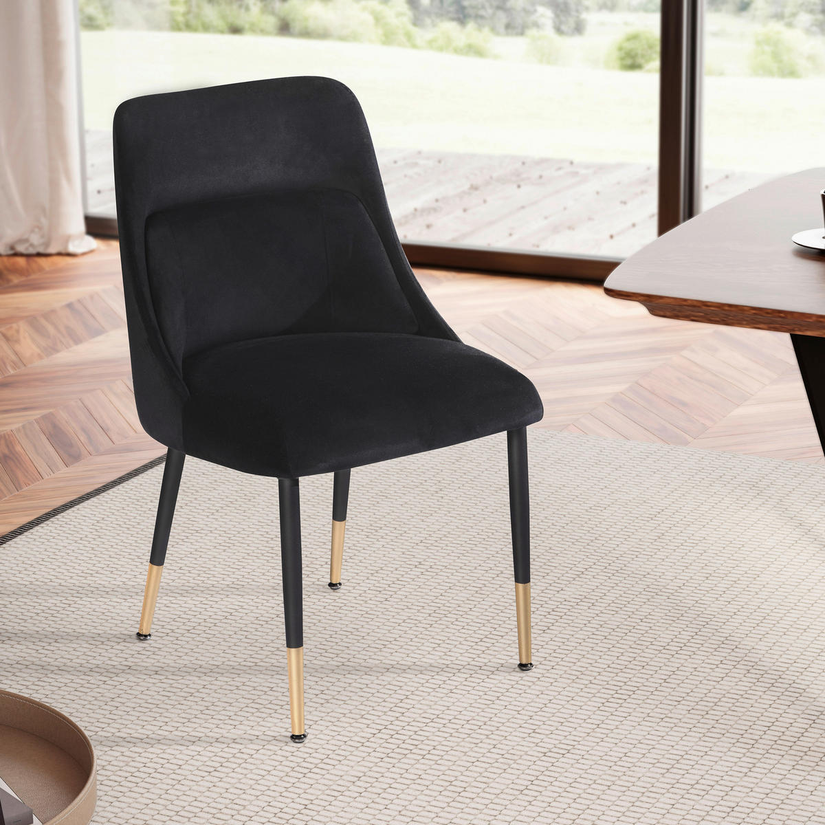 STOLIČKA, 49/85/56 cm - čierna/zlatá, Design, kov/textil (49/85/56cm) - Livetastic