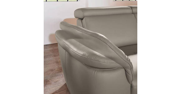 ECKSOFA in Echtleder Graubraun  - Graubraun/Alufarben, Design, Leder/Metall (271/242cm) - Cantus