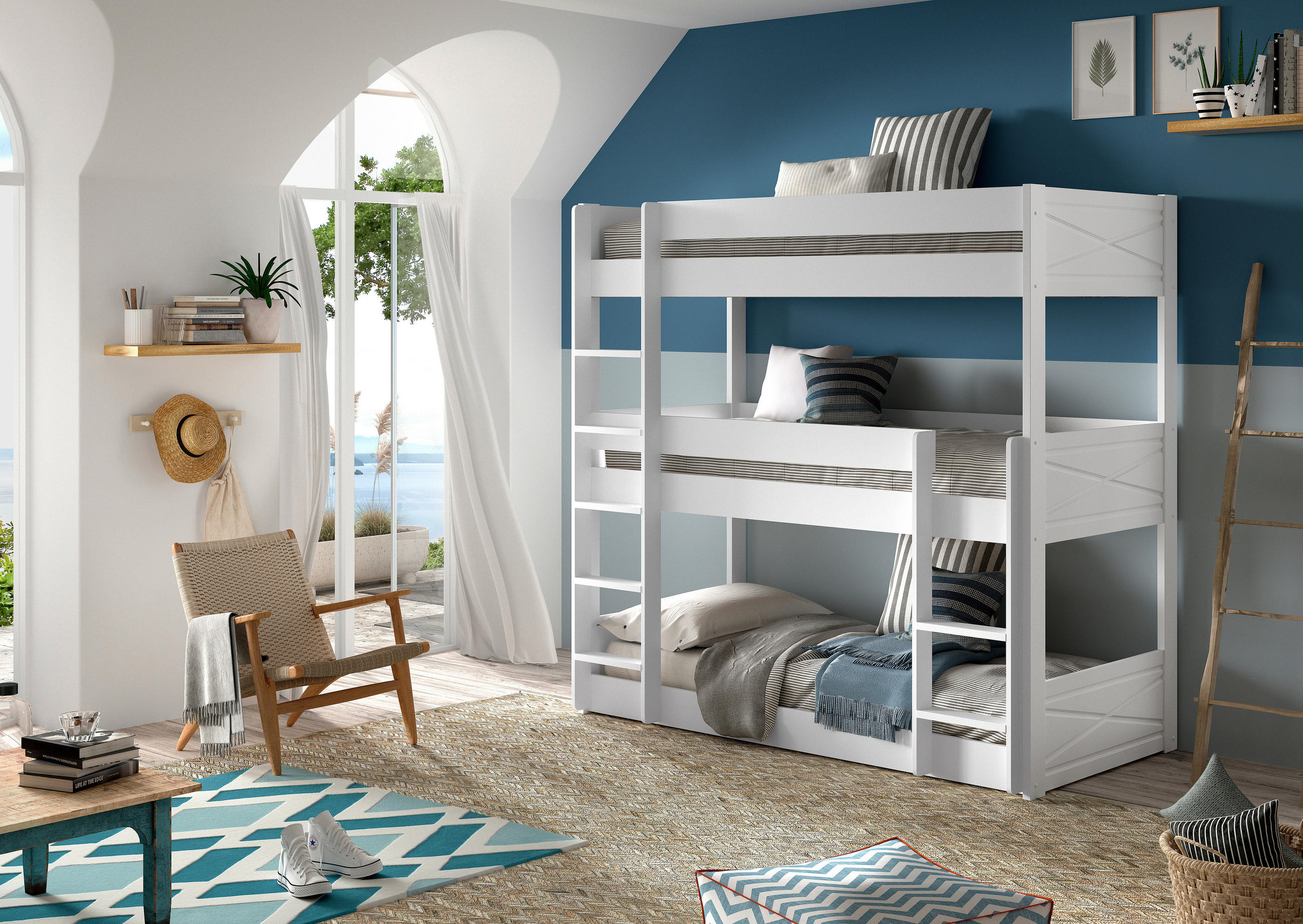 ETAGENBETT - Weiß, MODERN, Holz (90/200cm) - MID.YOU