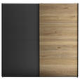 SCHWEBETÜRENSCHRANK  in Graphitfarben, Eichefarben  - Eichefarben/Schwarz, MODERN, Holzwerkstoff/Metall (215/210/60cm) - Carryhome