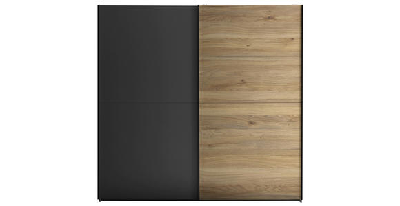 SCHWEBETÜRENSCHRANK  in Graphitfarben, Eichefarben  - Eichefarben/Schwarz, MODERN, Holzwerkstoff/Metall (215/210/60cm) - Carryhome