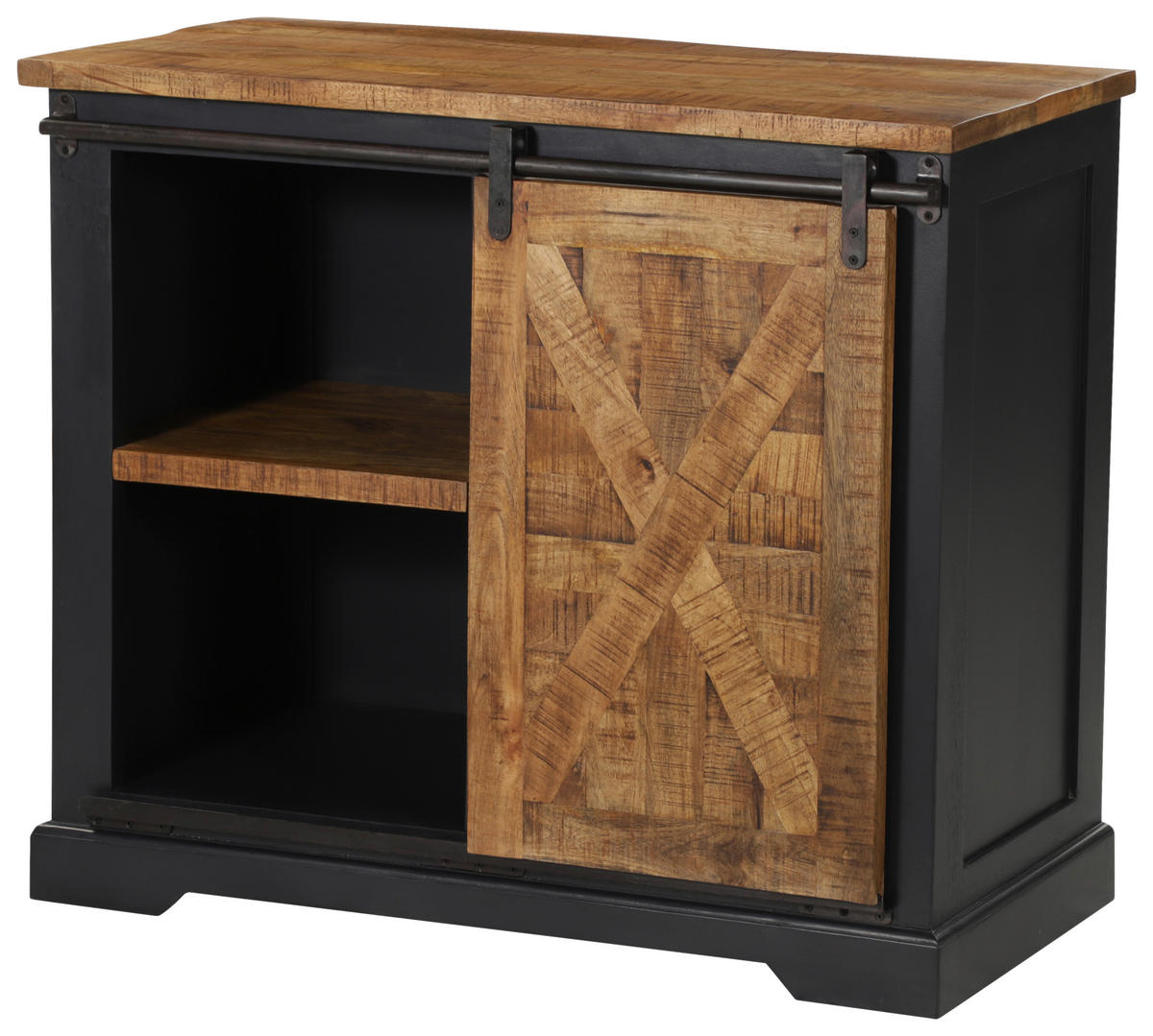 ŠIROKÁ KOMODA, mangové drevo, sivá, prírodná farba, čierna, 100/85/45 cm - čierna/sivá, Lifestyle, drevo/kompozitné drevo (100/85/45cm) - MID.YOU
