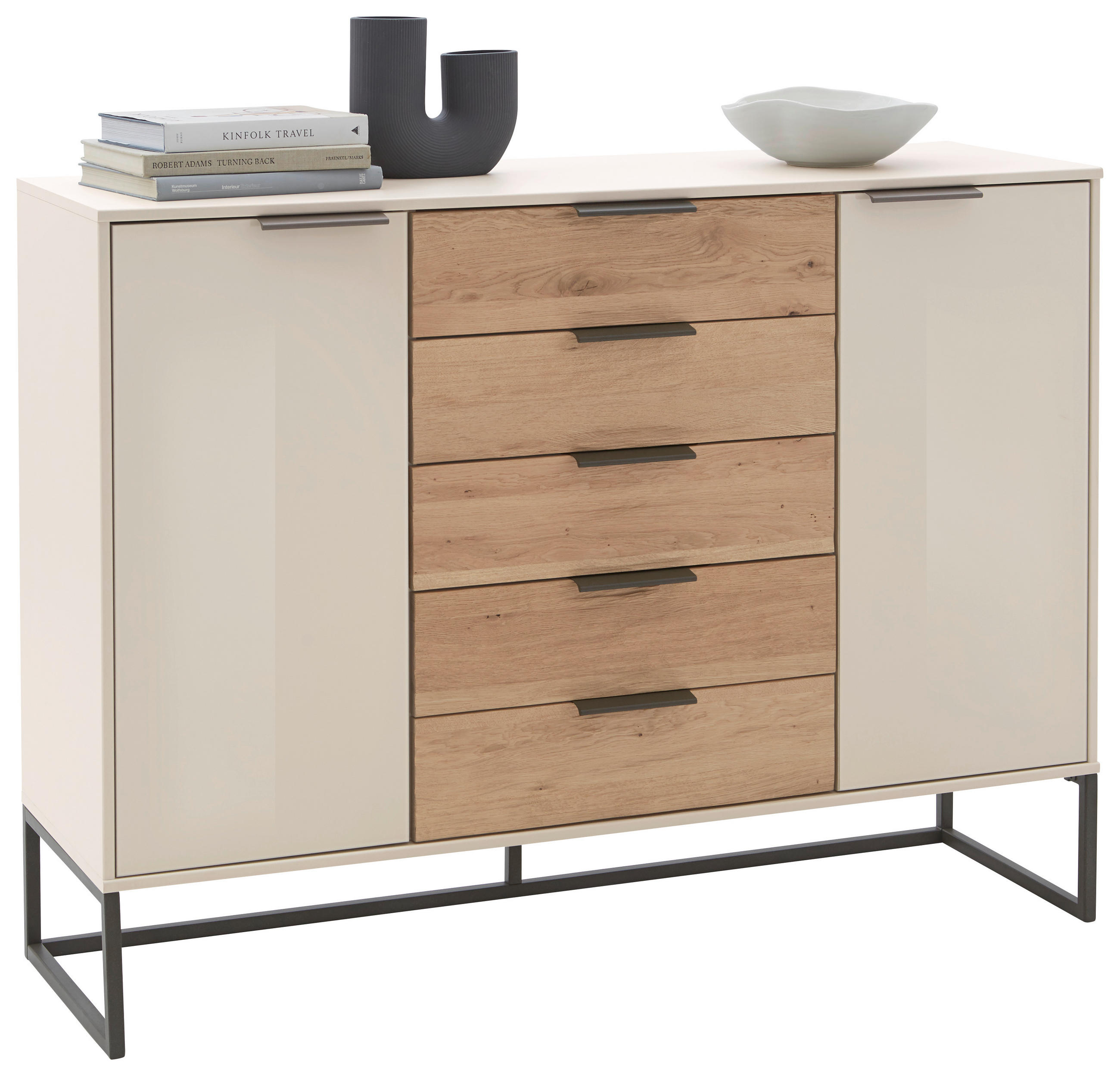 Dieter Knoll Sideboard Eiche, Champagner, Anthrazit 141x105x43 cm