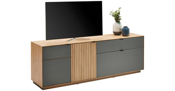 LOWBOARD Grau, Eichefarben  181/62/42 cm  - Eichefarben/Schwarz, MODERN, Holz/Holzwerkstoff (181/62/42cm) - Linea Natura