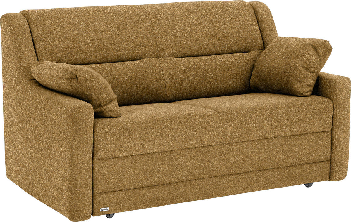 SCHLAFSOFA  in Mikrovelours Senfgelb  - Senfgelb/Schwarz, KONVENTIONELL, Kunststoff/Textil (152/88/91cm) - Sedda