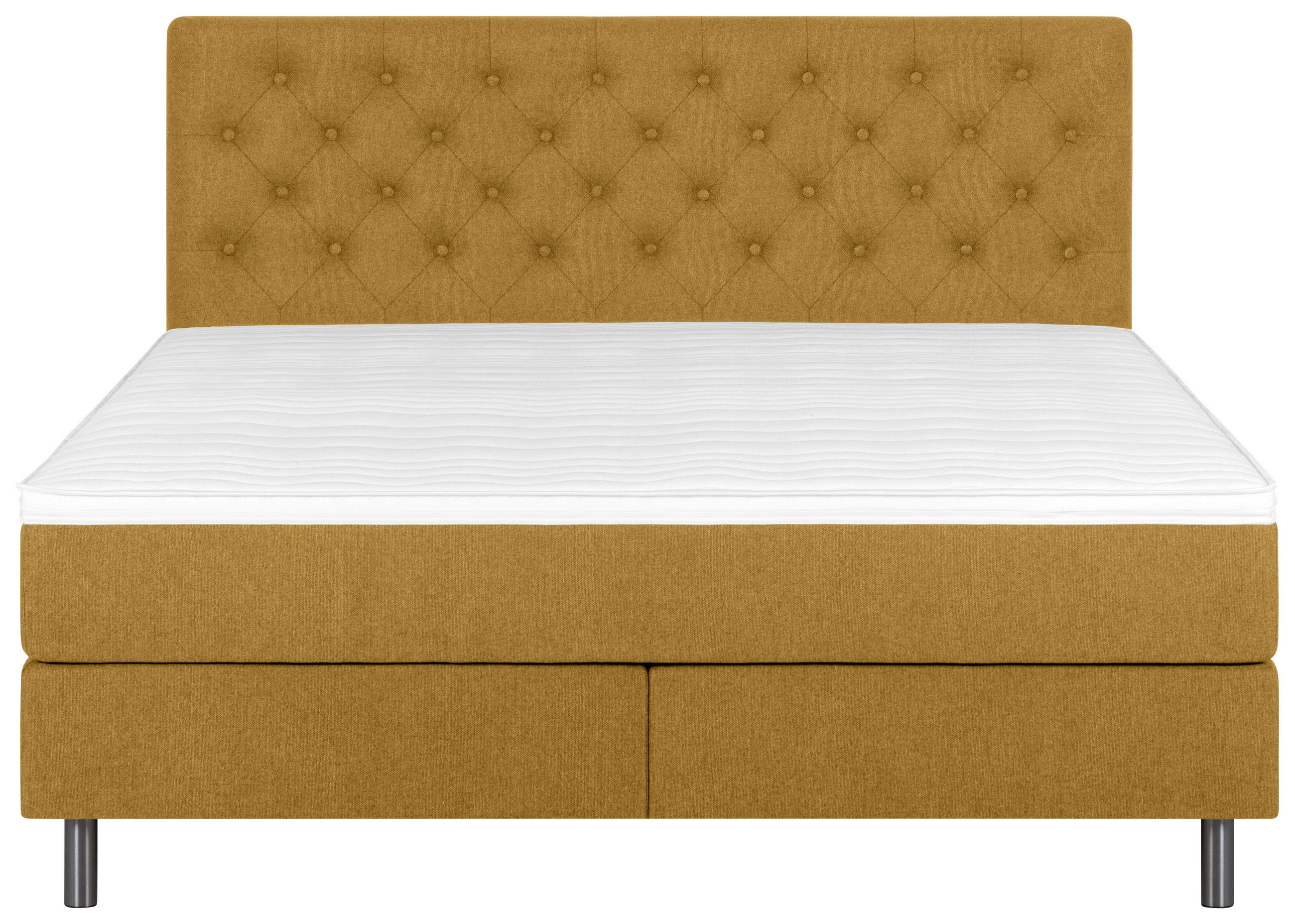 BOXSPRINGBETT 160/200 cm  in Currygelb  - Currygelb/Silberfarben, KONVENTIONELL, Textil/Metall (160/200cm) - Welnova