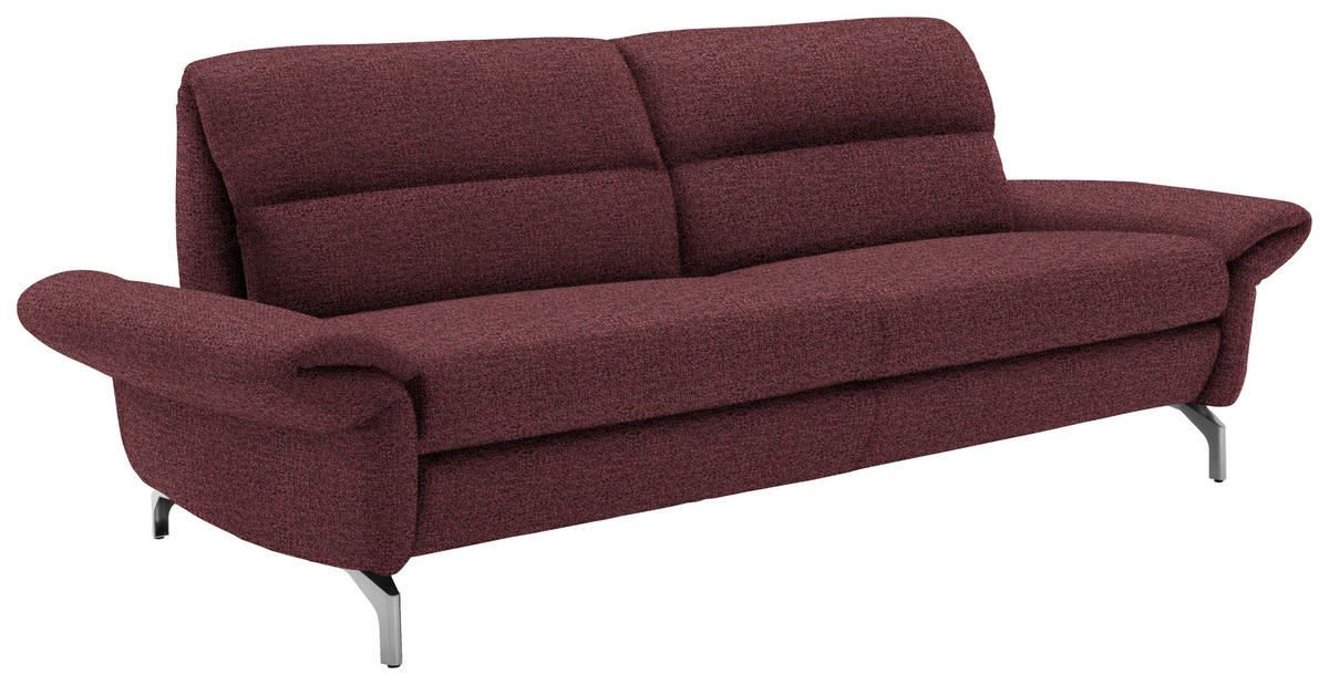 2,5-SITZER in Flachgewebe Weinrot  - Weinrot/Nickelfarben, Design, Textil/Metall (212/87/100cm) - Schöner Wohnen