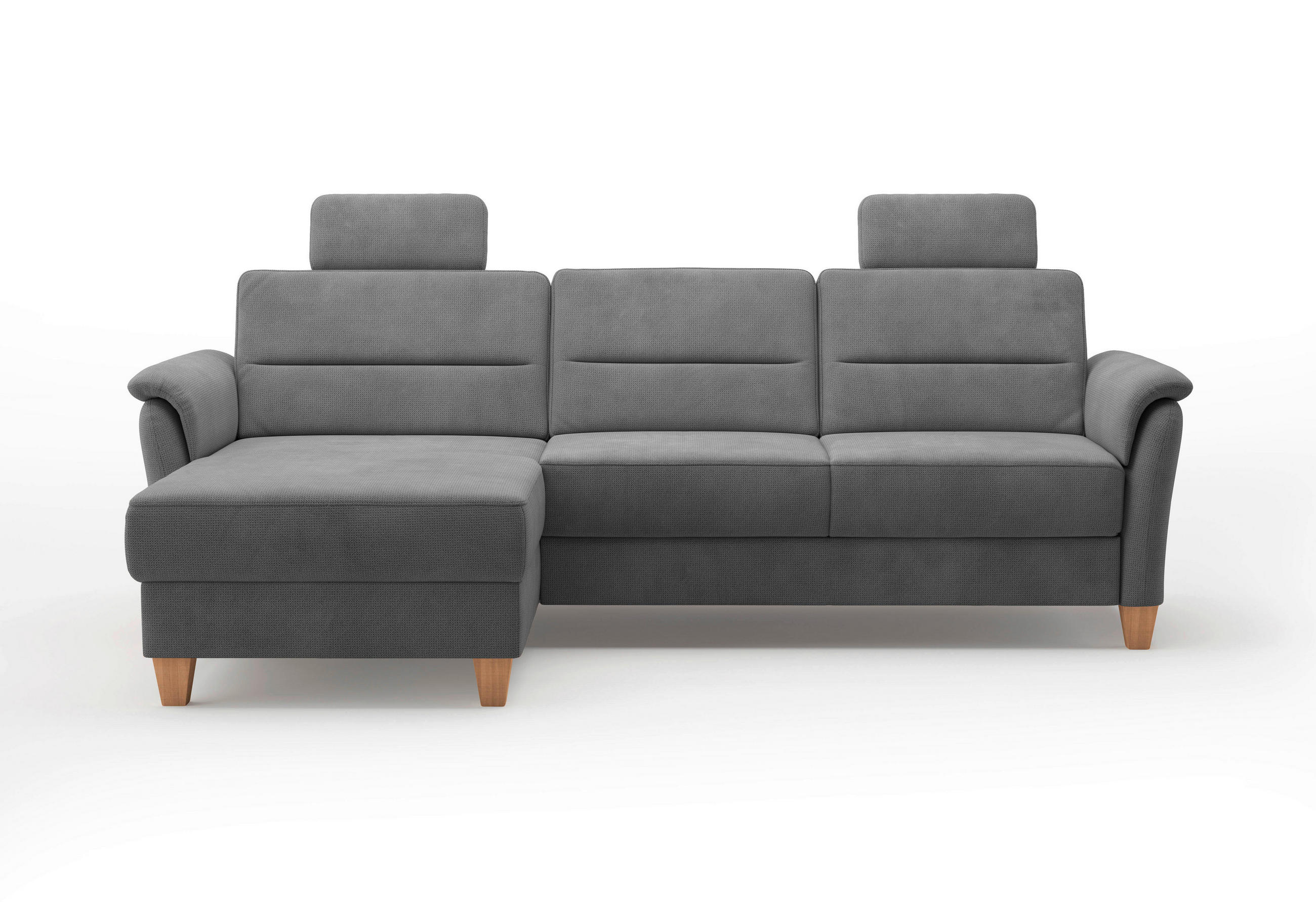 ECKSOFA in Flachgewebe Grau  163/244 cm  - Eichefarben/Grau, KONVENTIONELL, Holz/Textil (163/244cm) - Sit & More