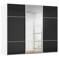 SCHWEBETÜRENSCHRANK Schwarz, Weiss  - Weiss/Schwarz, Konventionell, Glas/Holzwerkstoff (242/223/68cm) - Novel