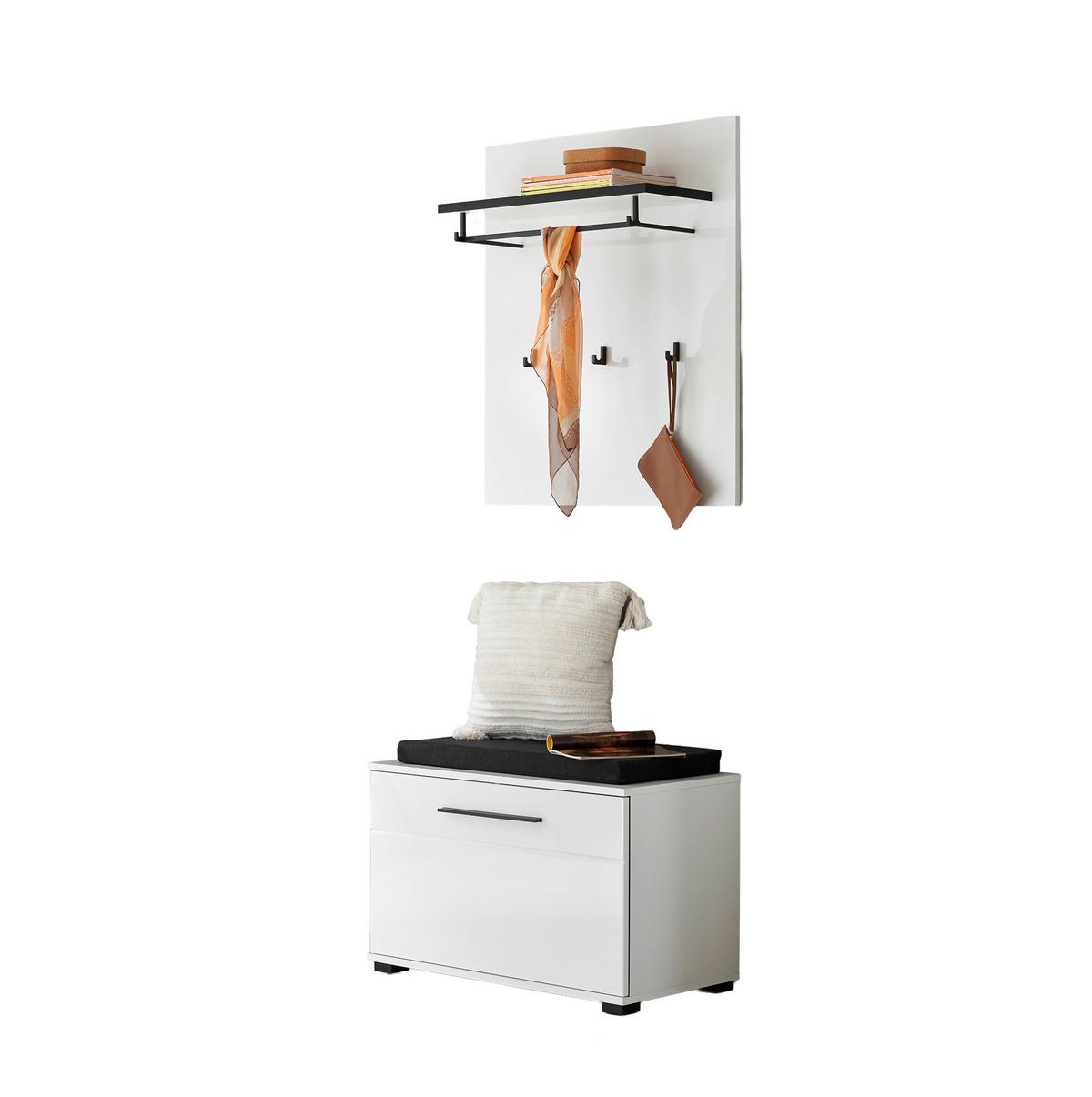 GARDEROBE 3-teilig  in 80/200/39 cm  - Weiß Hochglanz/Weiß, MODERN, Holzwerkstoff (80/200/39cm) - MID.YOU