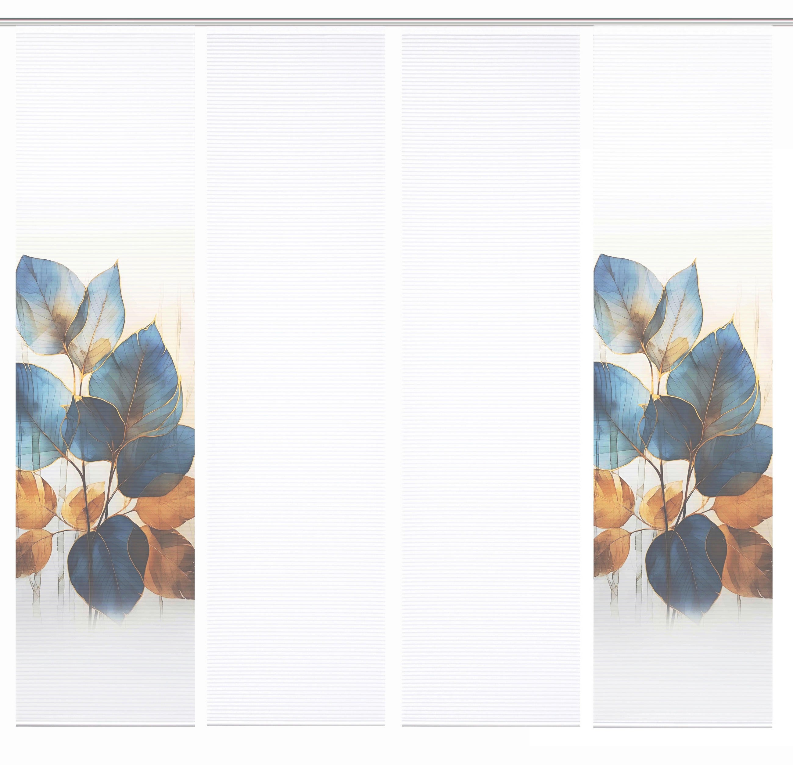 FLÄCHENVORHANG  4 Stück  blickdicht  60/245 cm   - Blau/Weiß, Natur, Textil (60/245cm)