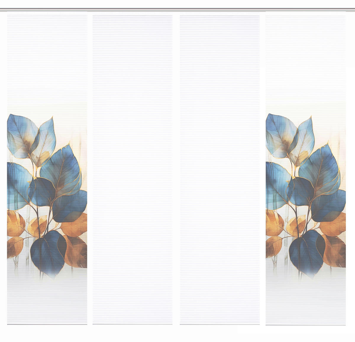 FLÄCHENVORHANG  4 Stück  blickdicht  60/245 cm   - Blau/Weiß, Natur, Textil (60/245cm)